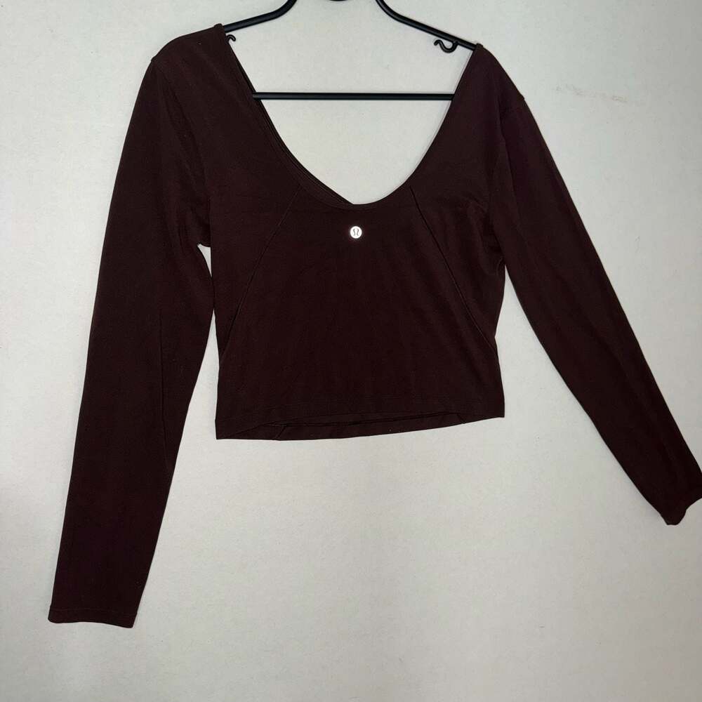 Lululemon Deep V-Neck Long Sleeve Cropped Top Brown